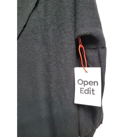 Open Edit Womens Sweater Dress Black Stretch V Neck Long Sleeve Knit - Picture 2 of 7